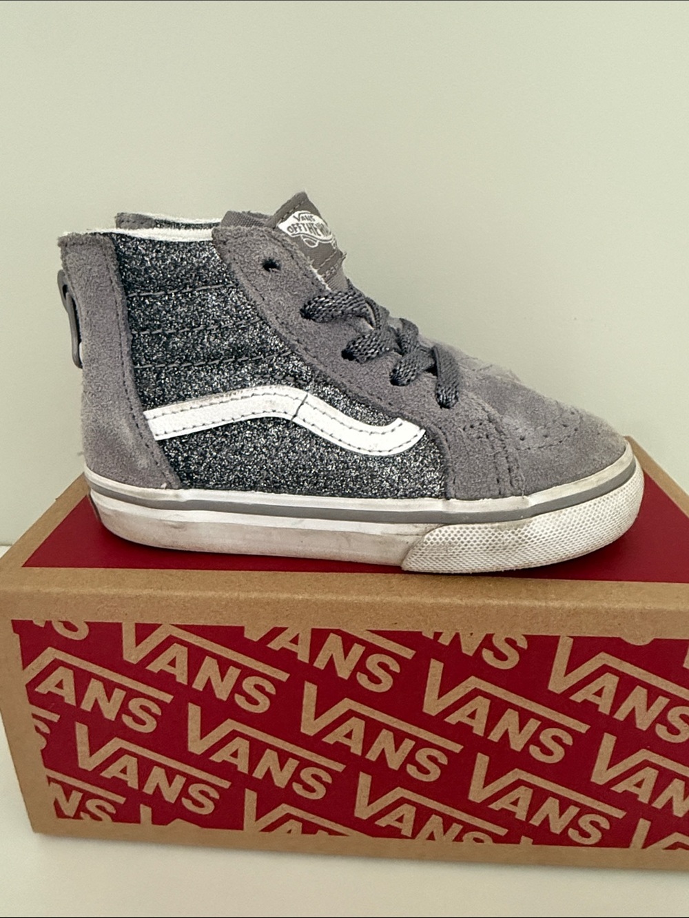 Vans Skate High Toddler silver glitter